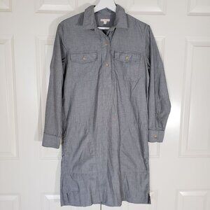Gap Shirt Dress Womens Small Gray Above Knee 100% Cotton Pockets Belt Loops
